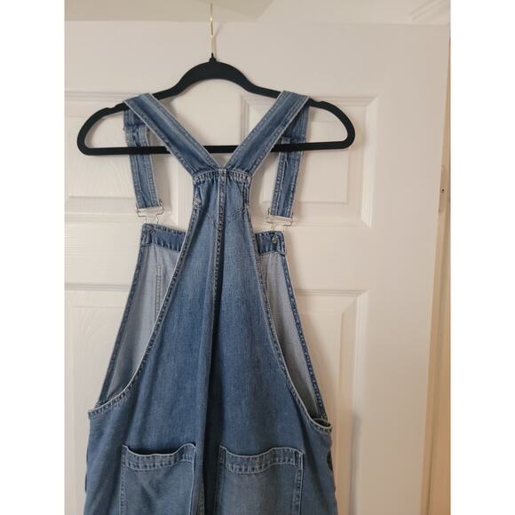 GAP Denim Overalls Women L Large Bib Slouchy Distressed Casual Blue Jean Y2K 90s - Picture 8 of 11